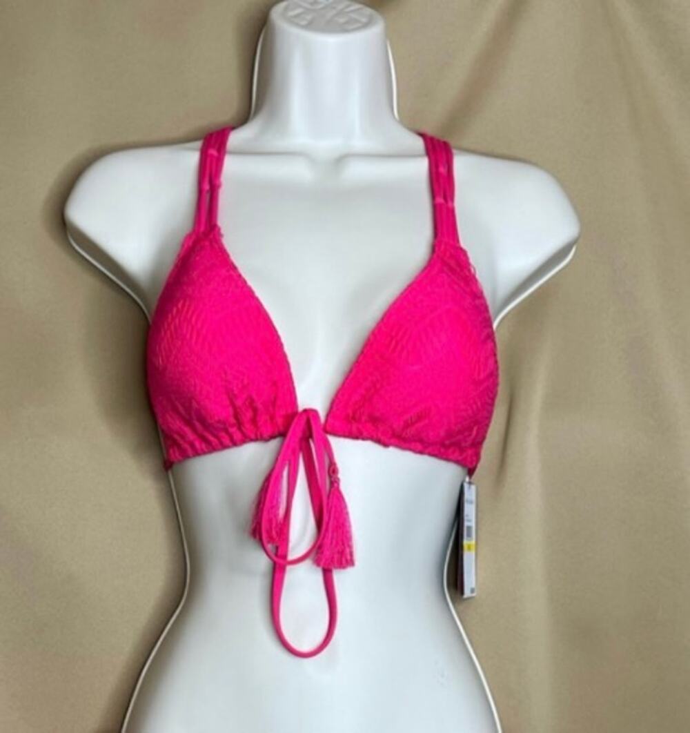 Vince Camuto Pink Crochet Bikini Top M NWT df1